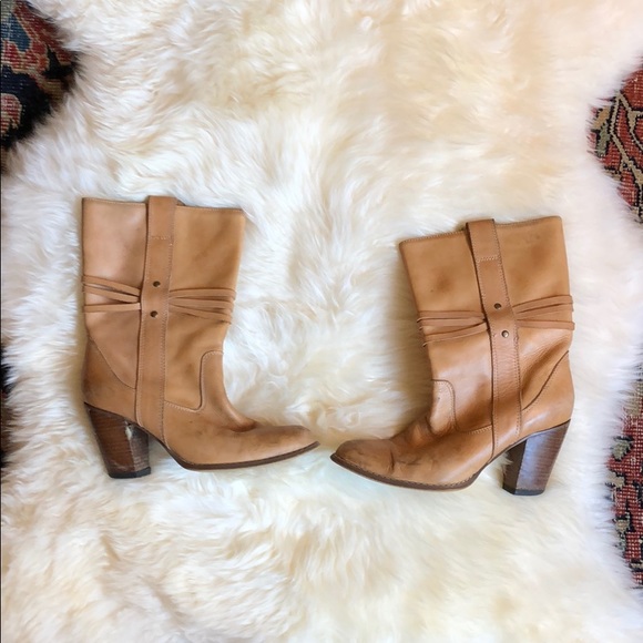 Seychelles Mid-Calf Leather Camel Boots, US 7.5 - Picture 1 of 7